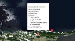 Sismo de magnitud 3.3 en Yaguaraparo #10May