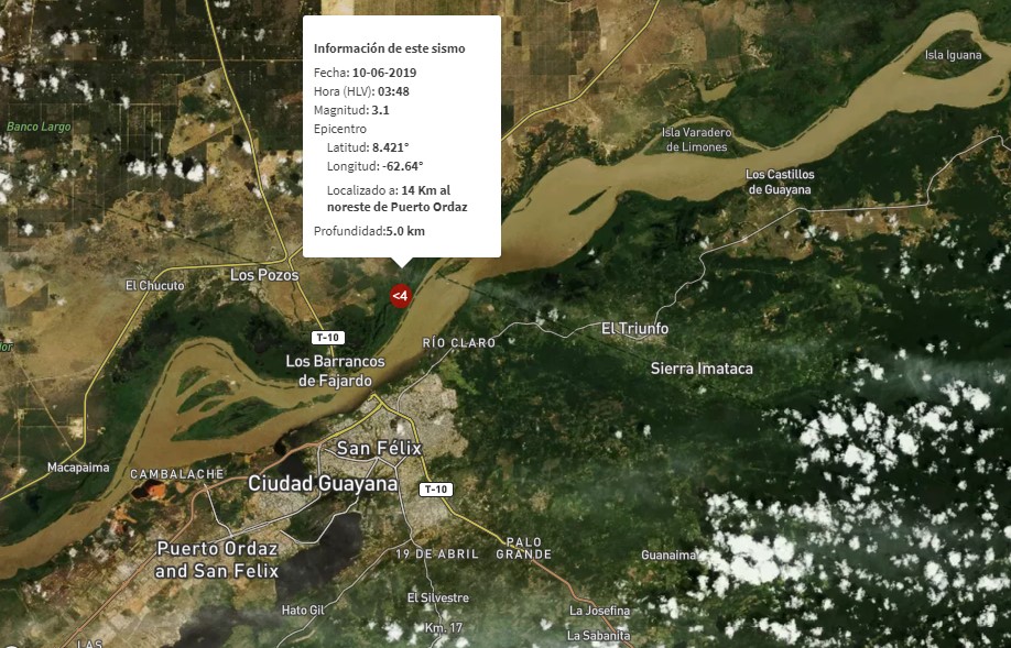 Sismo de magnitud 3.1 sorprendió a Puerto Ordaz en la madrugada de este #10Jun