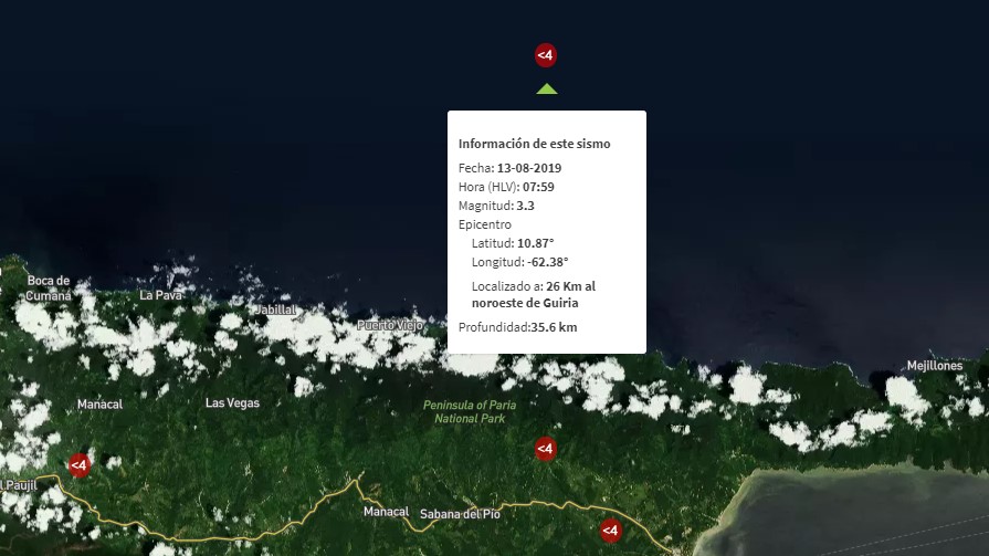 Sismo de magnitud 3.3 se registró en Güiria #13Ago