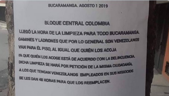 Investigan panfletos amenazantes contra venezolanos en el noreste de Colombia