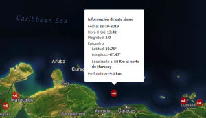 Sismo de magnitud 3.0 en Maracay