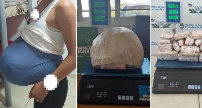 Simulaba estar embarazada, pero tenía una falsa panza con 15 paquetes de marihuana