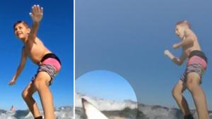 Impresionante encontronazo de niño con tiburón en Florida