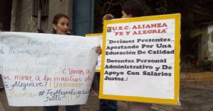 Profesores de Fe y Alegría protestan por sus derechos y mejoras salariales en Caracas #19Feb (Fotos)