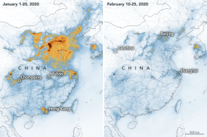 Nasa revela una caída en la contaminación en China por el coronavirus