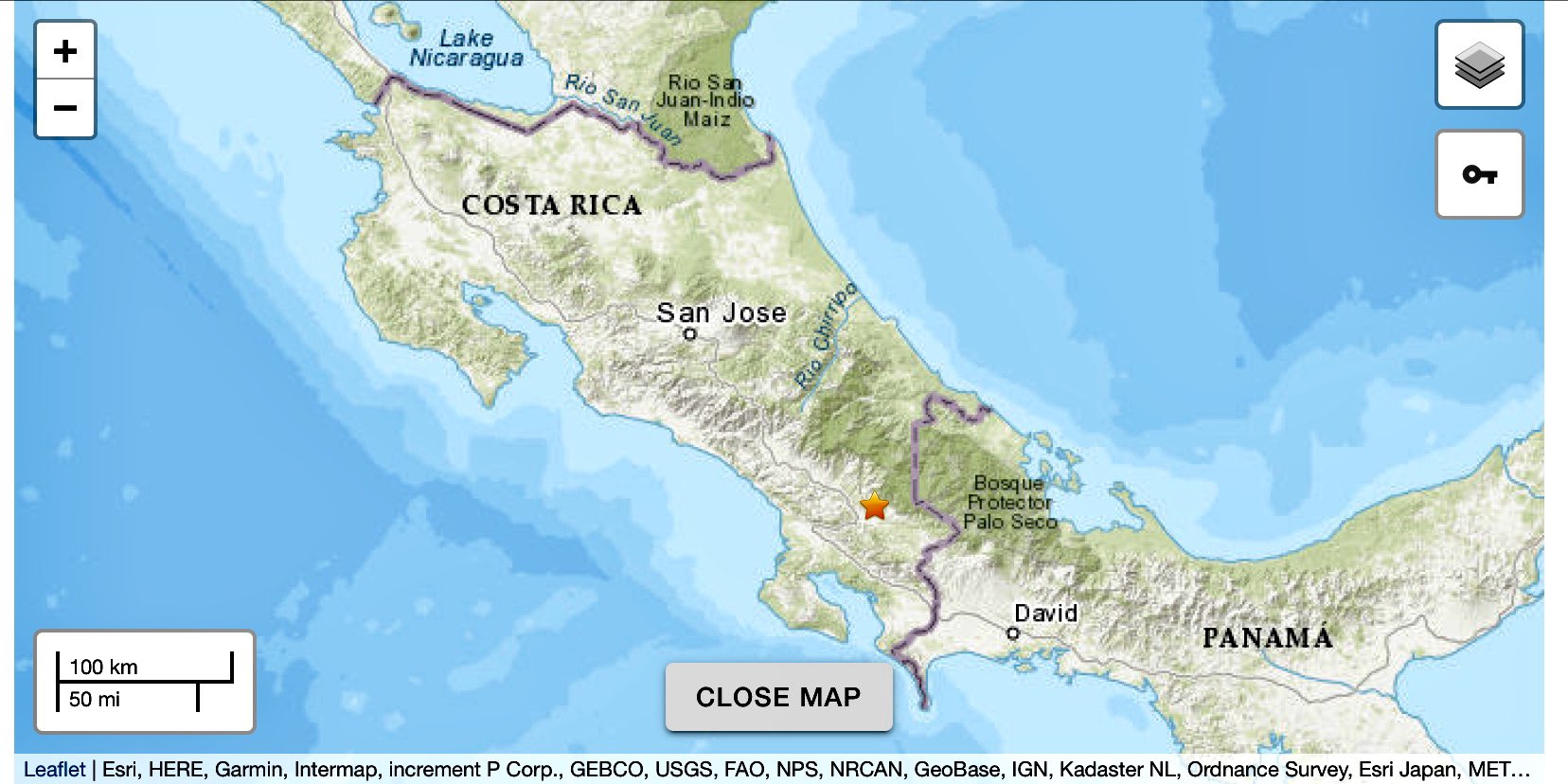 Intenso sismo de magnitud 5,8 se registró en Costa Rica