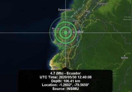 Se registró sismo de magnitud 5.2 en provincia costera de Ecuador