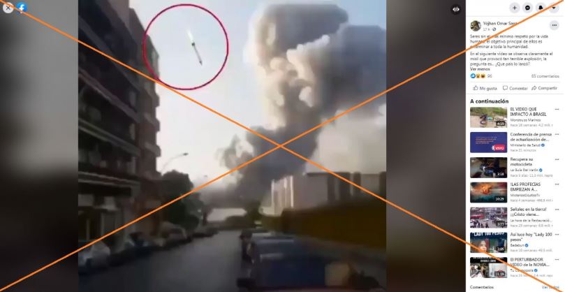 Son montajes los engañosos videos de supuesto misil que provoca explosiones en Beirut