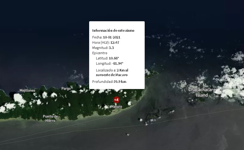 Sismo de magnitud 3.3 en Macuro este #10Ene