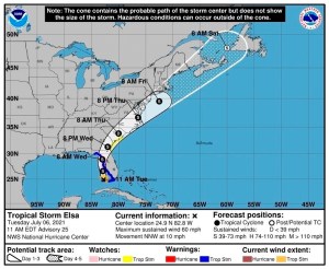 Elsa se convirtió de nuevo en huracán al acercarse a la costa de Florida