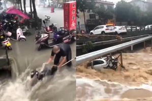 Al menos tres personas murieron en China tras fuertes lluvias consideradas “históricas” (Imágenes sensibles)