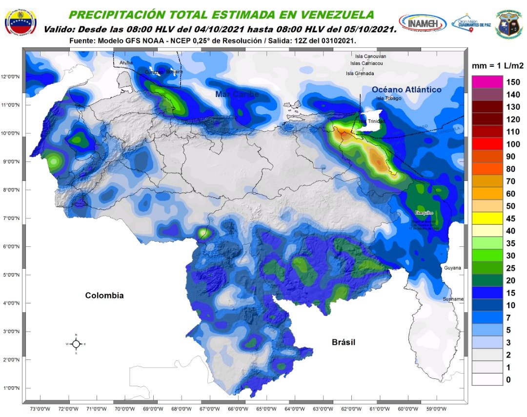 Inameh prevé lluvias y posibles tormentas eléctricas en varios estados de Venezuela #4Oct