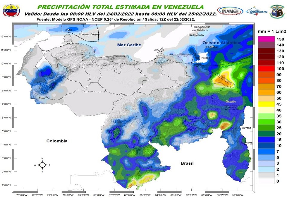 Inameh prevé lluvias y descargas eléctricas en algunos estados de Venezuela #24Feb