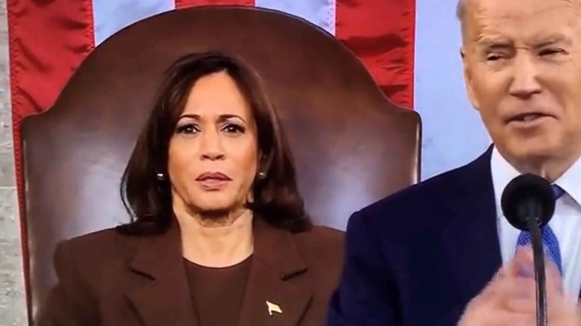 Polémica reacción de Kamala Harris al ver a Joe Biden confundir ucranianos con iraníes (VIDEO)