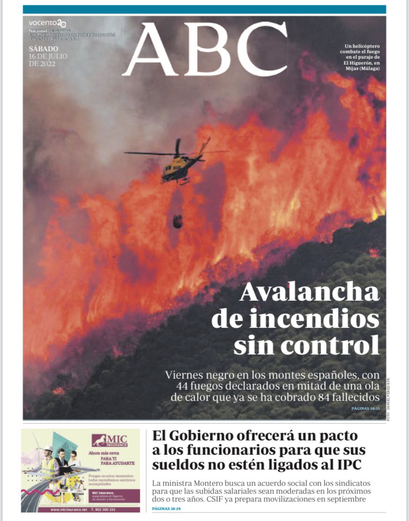 Portadas de la prensa internacional de este sábado 16 de julio de 2022