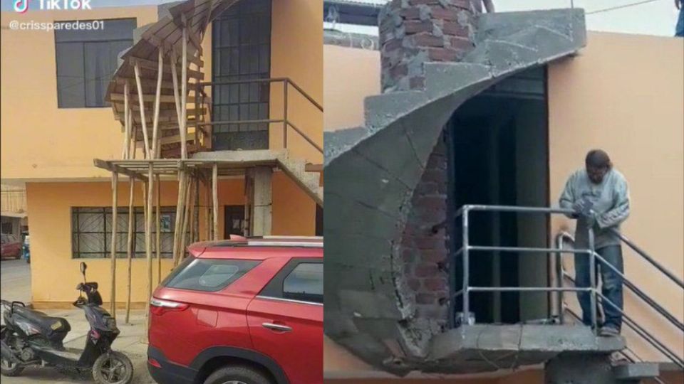 “¿Por dónde bajarán?”: albañiles construyen mal una escalera y se vuelven VIRAL (VIDEO)