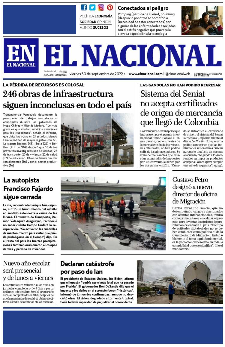 Portadas de este viernes 30 de septiembre de 2022