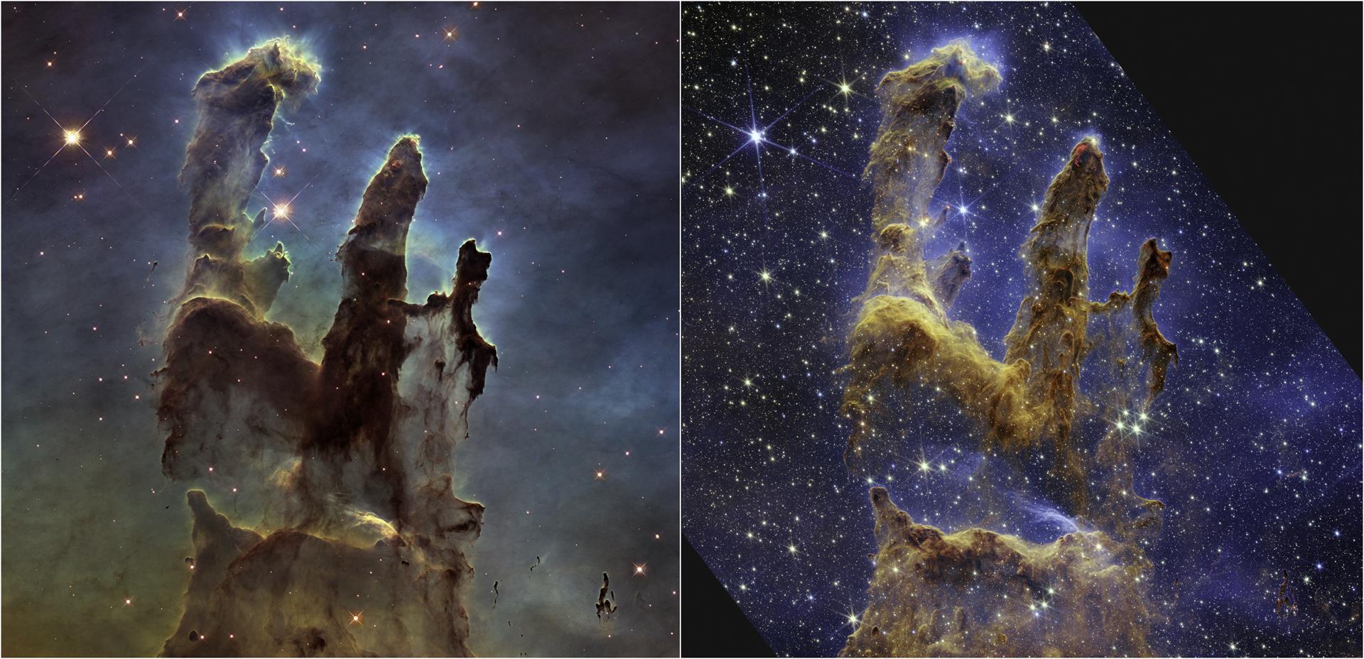 Icónicos “Pilares de la Creación” captados por el telescopio James Webb (FOTOS)