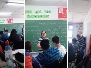 Mujer entró furiosa a un aula y le pegó a un alumno por hacerle bullying a su hijo (VIDEO)