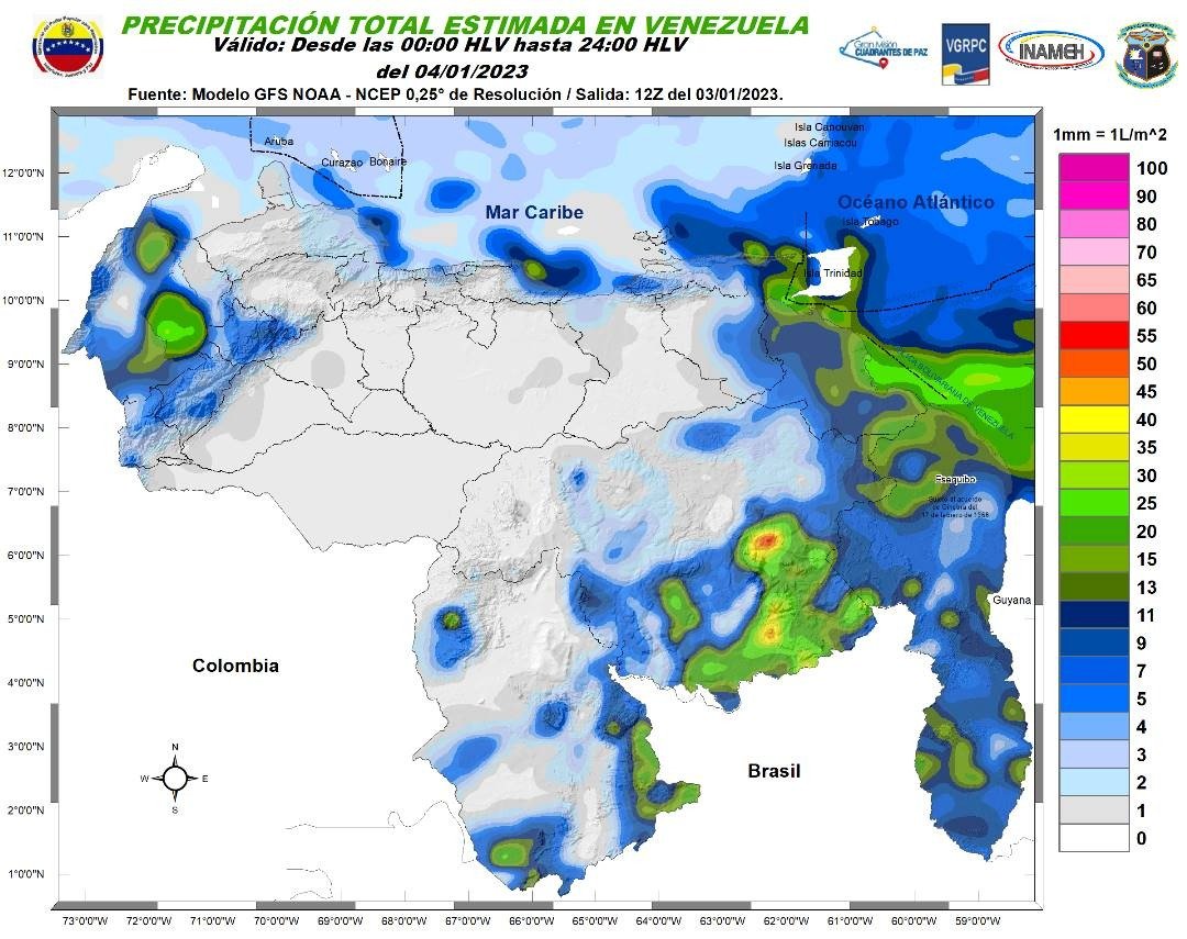 El estado del tiempo en Venezuela este #4Ene, según Inameh