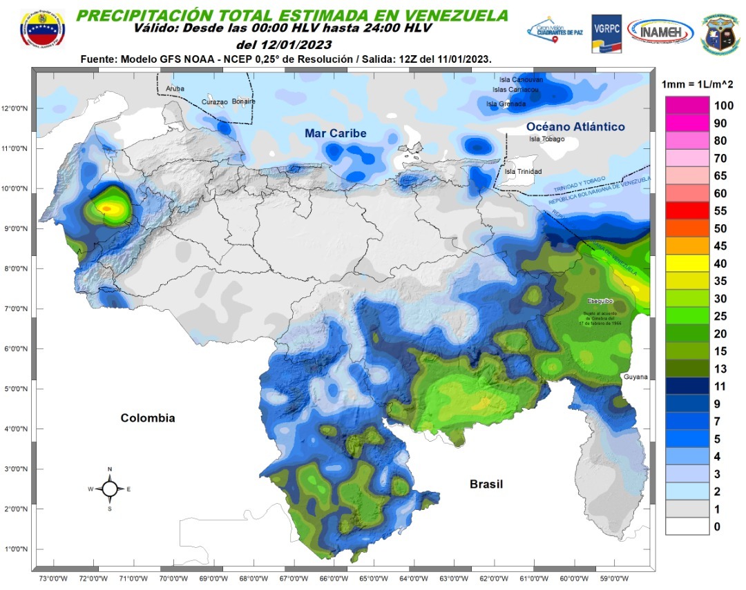 El estado del tiempo en Venezuela este #12Ene, según Inameh