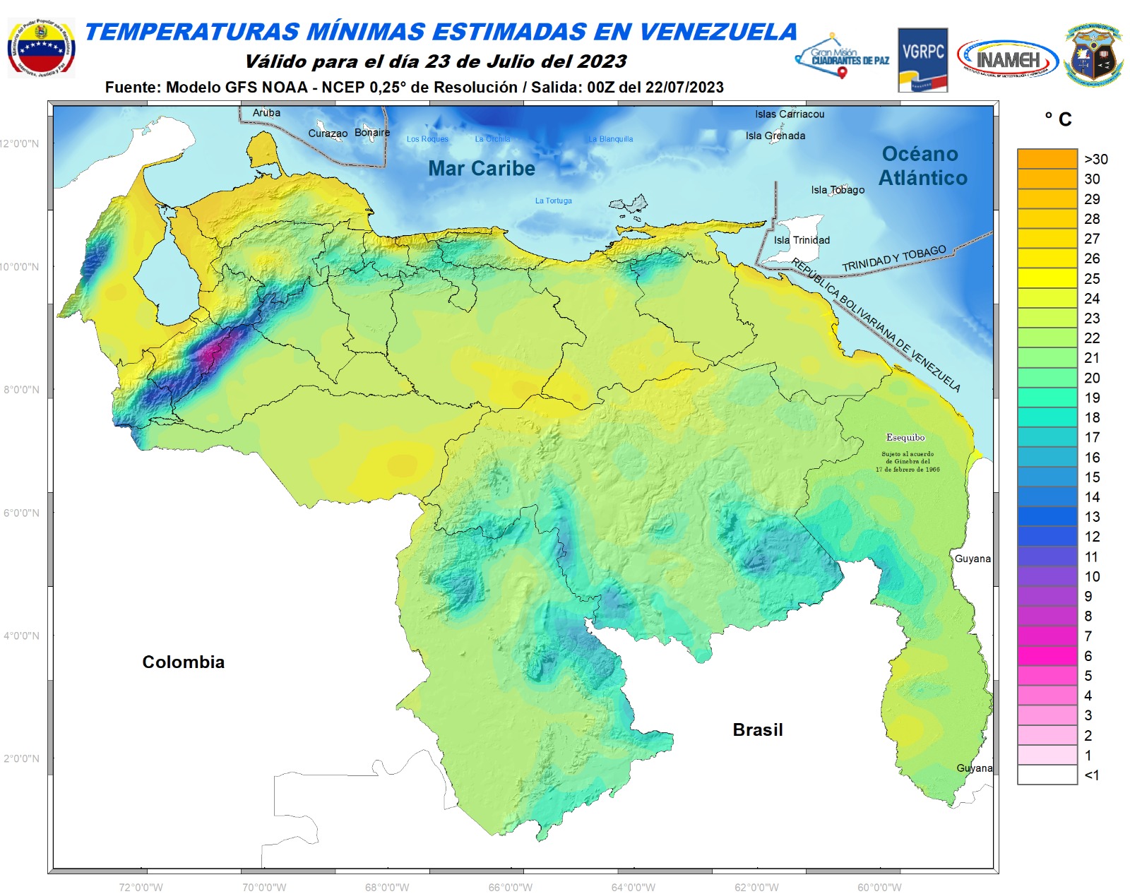 Inameh prevé lluvias de intensidad variable en algunas zonas de Venezuela este #23Jul