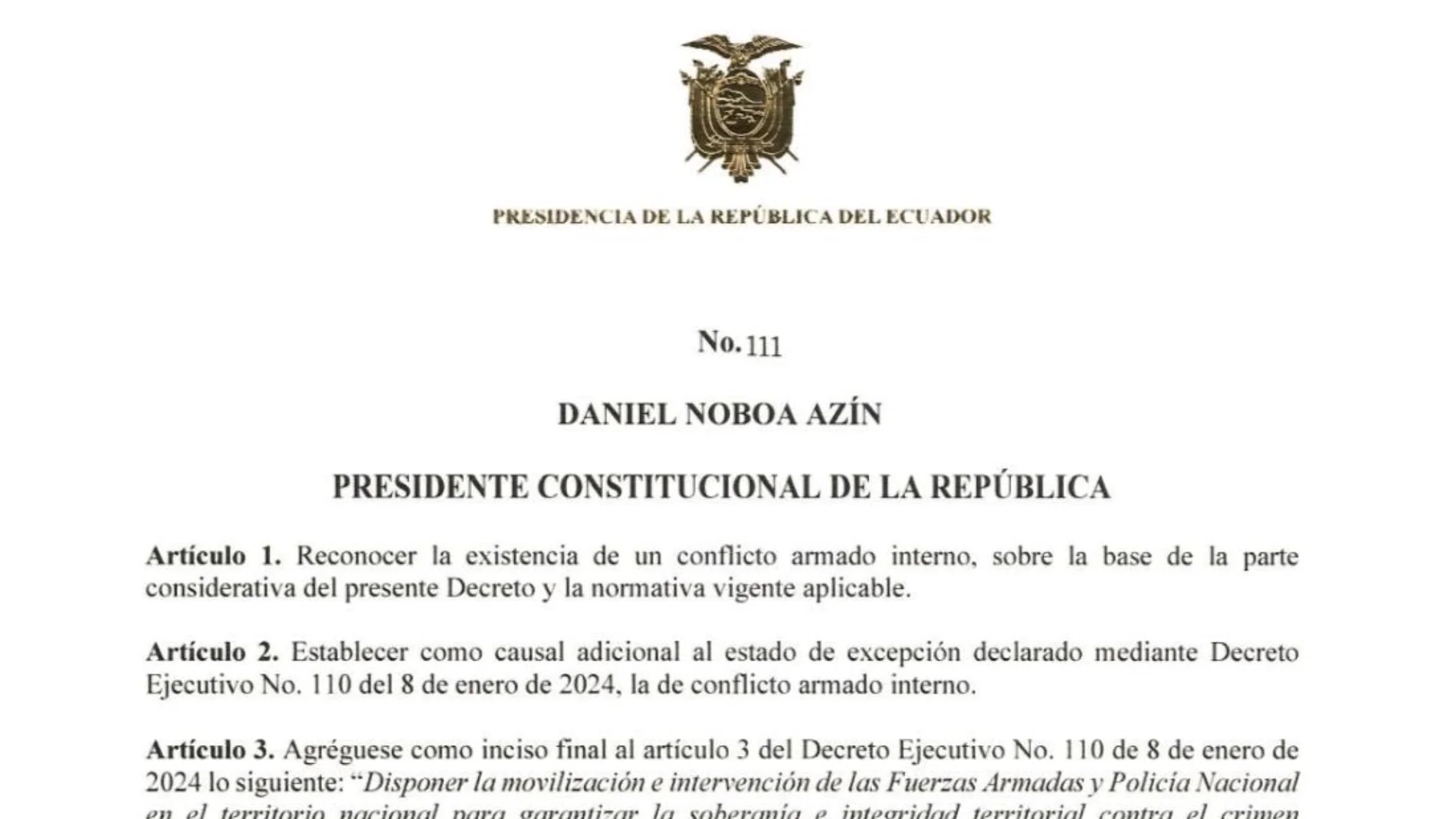 Decreto 111: ¿qué significa cuando un país entra en un conflicto armado interno?